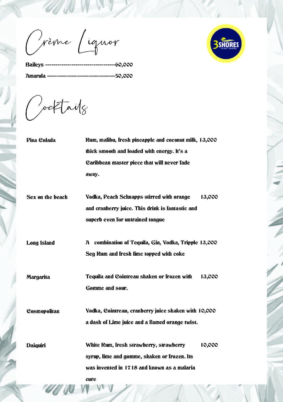 3Shores Lounge Menu - Page 8